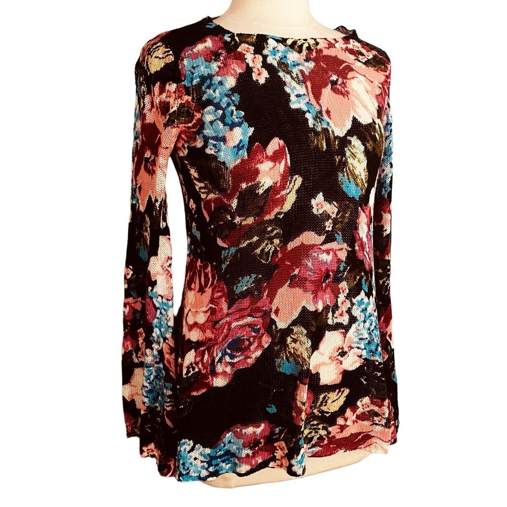 Show Me Your Mumu Mum Tunic Sweater‎ Sz S Festibell Floral Bell Sleeve Pullover
